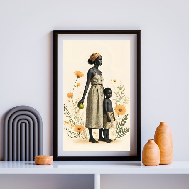 Affiche Lien d'or : La mère et l'enfant en fleurs (Créateur téléchargé)
