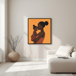 Affiche Lien Éternel – Art Africain Mère et Enfant I