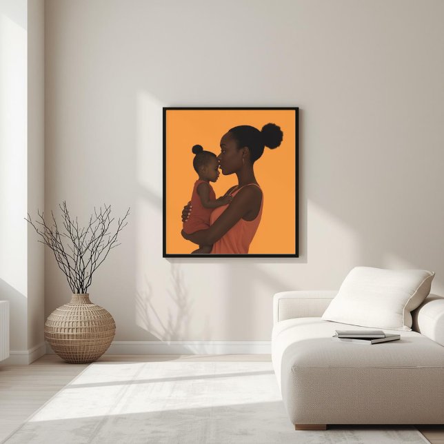 Affiche Lien Éternel – Art Africain Mère et Enfant I (Créateur téléchargé)