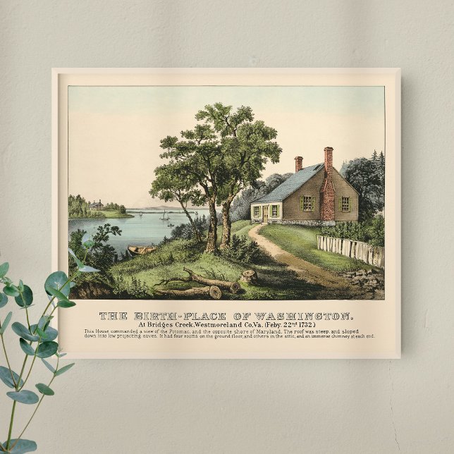 Affiche Lieu de naissance vintage de George Washington en  (Créateur téléchargé)