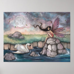Affiche Lieu de réunion Fairy and Swan Imaginaire Art Impr