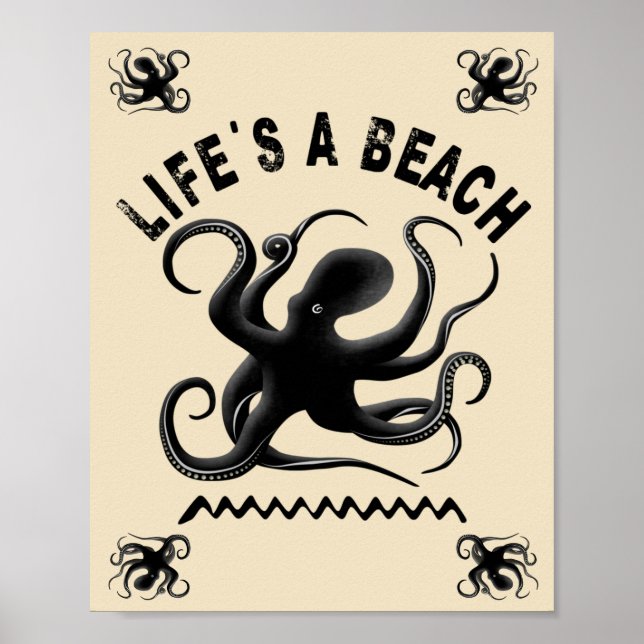 Affiche Life is a Beach - Drôle été Citation Design (Devant)
