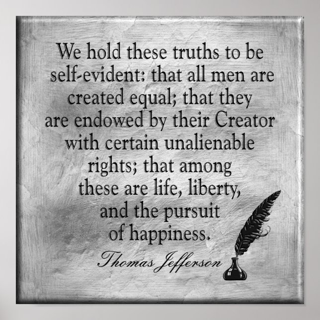 Affiche Life Liberty Happiness -- Jefferson quote - print (Devant)