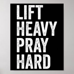 Affiche Lift Heavy Pray Hard Christian Weightlifting Fitne