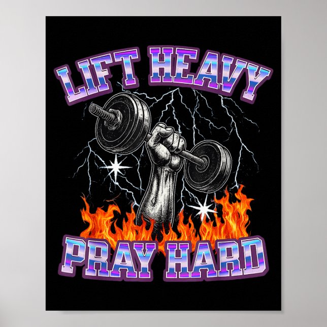 Affiche Lift Heavy Pray Hard Gym Christian Workout Men Wom (Devant)