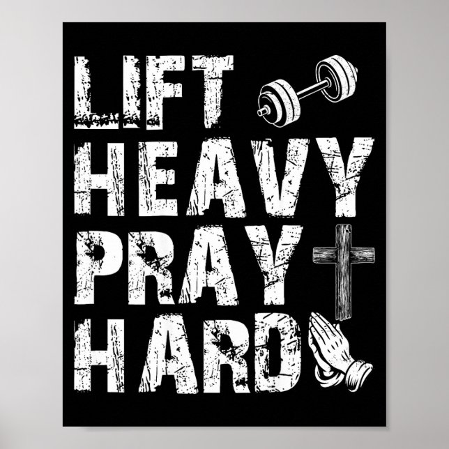 Affiche Lift Heavy Pray Hard Gym Workout Christian Gift On (Devant)