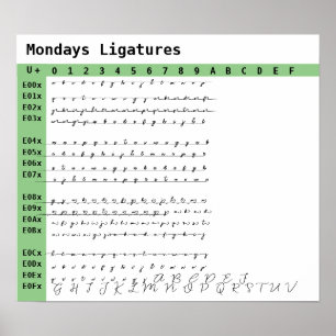 Affiche Ligatures de police des lundis