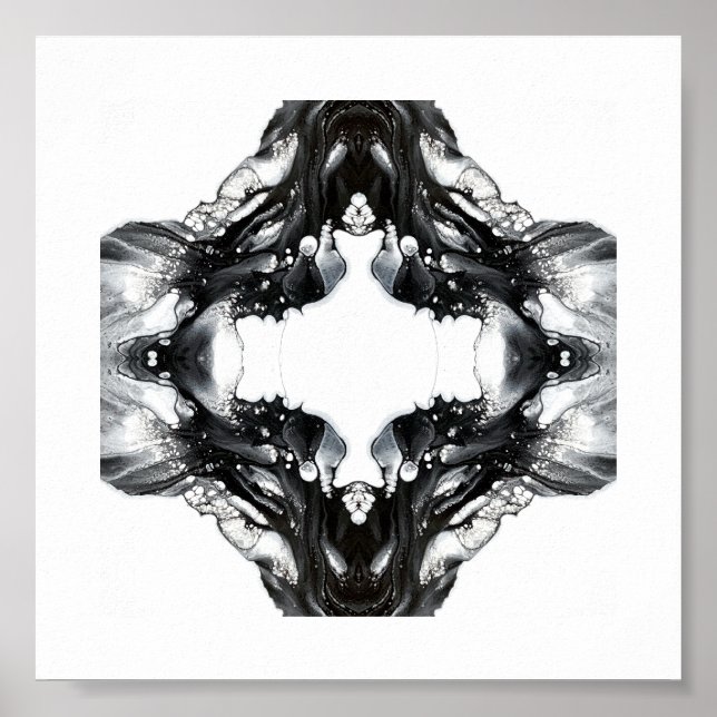 Affiche Light and Darkness Abstract Black White Fluid Art (Devant)