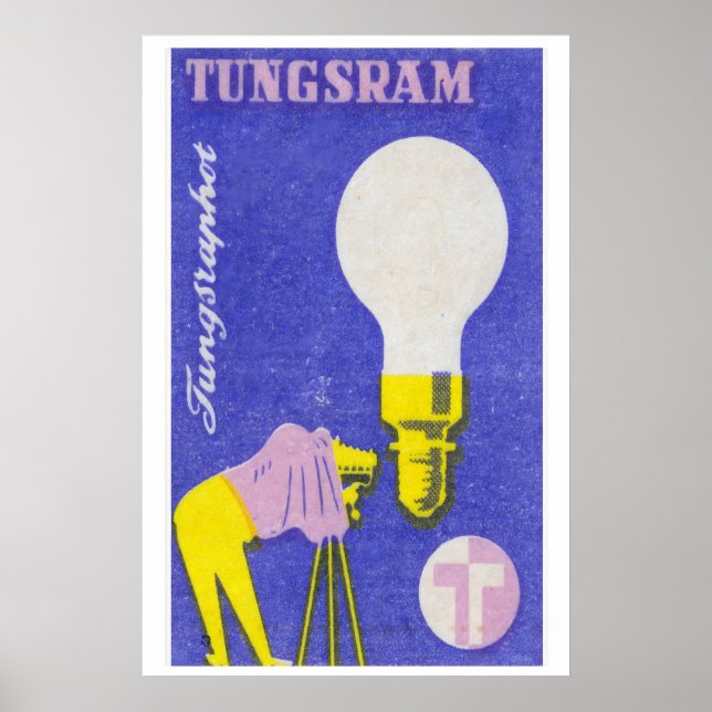 Affiche Light Bulb & Camera Matchbox Art Print, Hungarian (Devant)