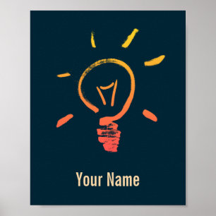 Affiche Light bulb lamp retro lightbulb smart electrician