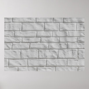 Affiche Light gray or white brick wall surface texture bac