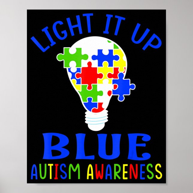 Affiche Light It Up Blue Autism Autism Autistic Puzzle  (Devant)