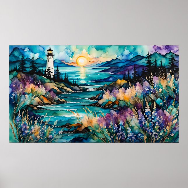 Affiche Lighthouse Bay Mountain Fleur sauvage Garden (Devant)