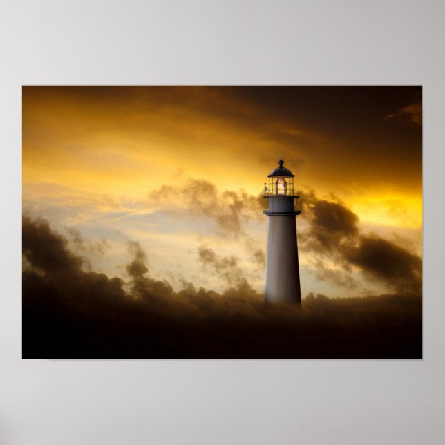 Affiche Lighthouse Glowing under Dramatic Sky (Devant)