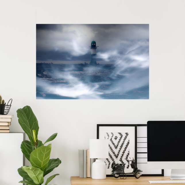 Affiche Lighthouse in the storm - Baltic Sea  (Bureau à domicile)