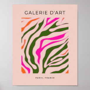 Affiche Ligne Abstraite colorée Vert rose orange