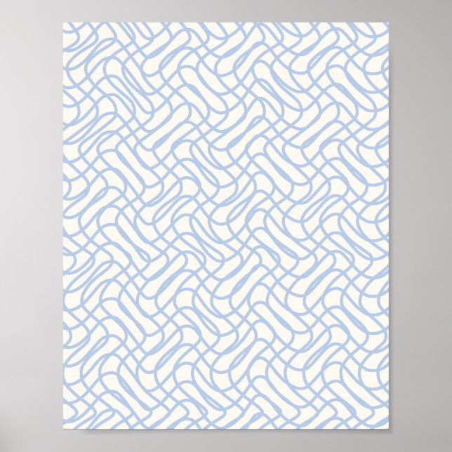 Affiche Ligne Abstraite Motif Bleu Clair Et Blanc Crème (Devant)