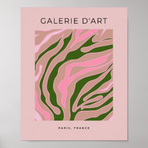 Affiche Ligne Abstraite Rose Et Vert