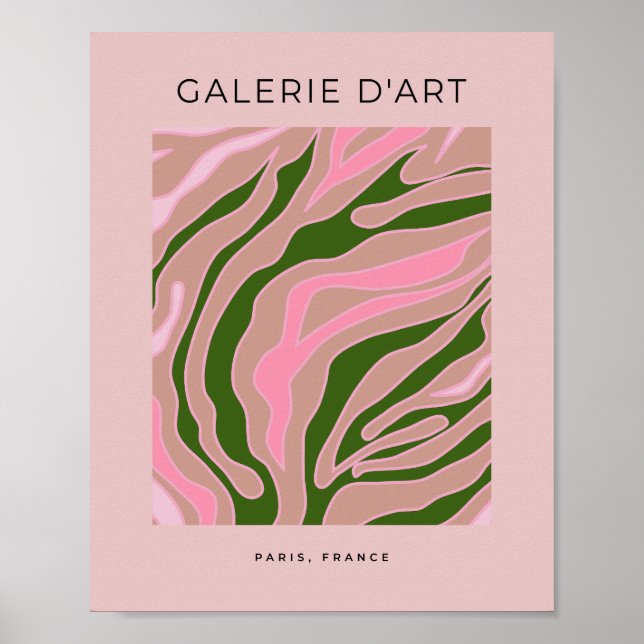 Affiche Ligne Abstraite Rose Et Vert (Devant)