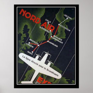 Affiche Ligne aérienne directe pour Scandinavie
