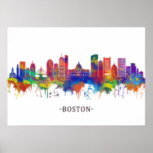 Affiche Ligne aérienne du Massachusetts de Boston