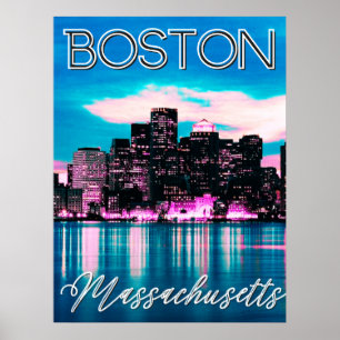Affiche Ligne aérienne du Massachusetts de Boston