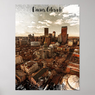 Affiche Ligne aérienne minimale Denver Colorado