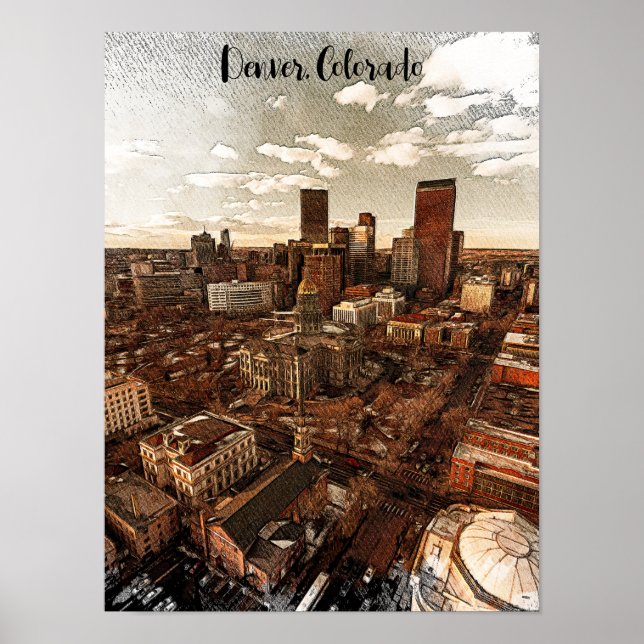 Affiche Ligne aérienne minimale Denver Colorado (Devant)