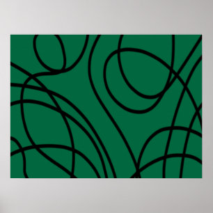 Affiche Ligne Art Moderne en Vert et Noir