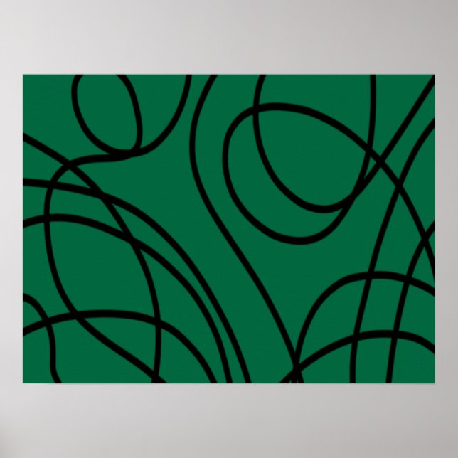 Affiche Ligne Art Moderne en Vert et Noir (Devant)