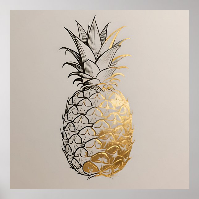 Affiche Ligne artistique ananas doré (Devant)