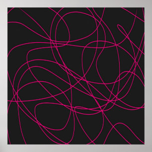 Affiche Ligne artistique magenta sur fond noir