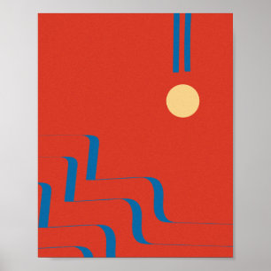 Affiche Ligne bleue du milieu du siècle, Art des lignes, A