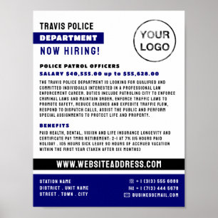 Affiche Ligne Bleue & Logo, Agent de police, Recrutement e