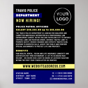 Affiche Ligne Bleue & Logo, Agent de police, Recrutement e