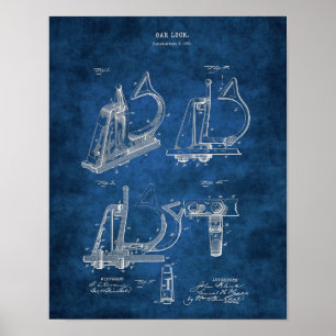 Affiche Ligne Boat Oar Lock Brevet Art