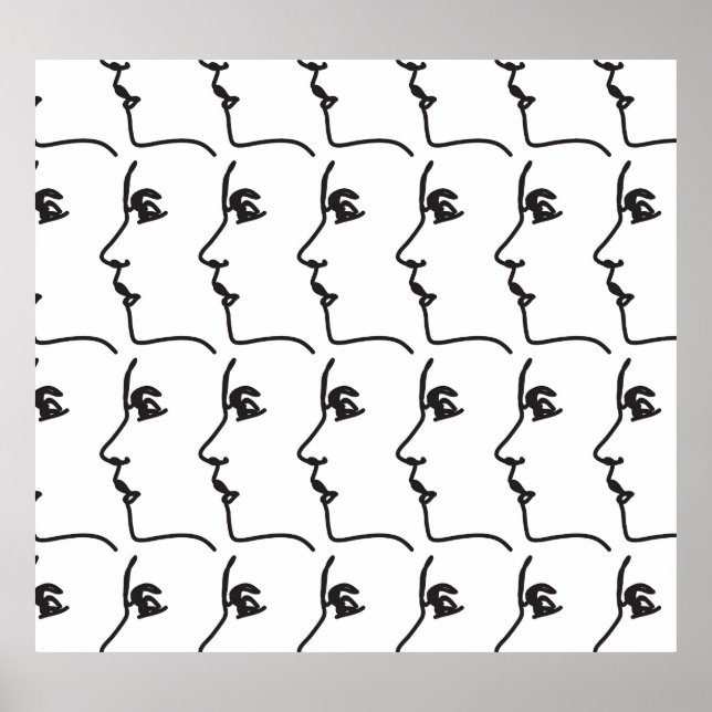 Affiche Ligne continue, profils faciaux, illustration arti (Devant)