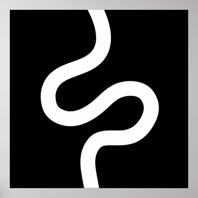 Affiche Ligne courbe 02 - Blanc sur noir (Devant)