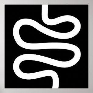 Affiche Ligne courbe - Blanc sur noir