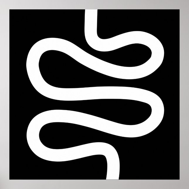 Affiche Ligne courbe - Blanc sur noir (Devant)