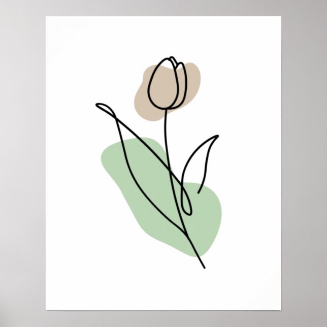 Affiche Ligne d'art de fleurs (Devant)