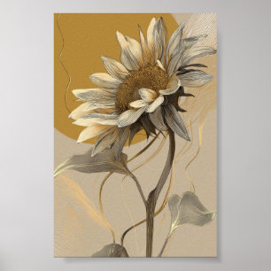 Affiche Ligne d'art minimaliste neutre Tournesol