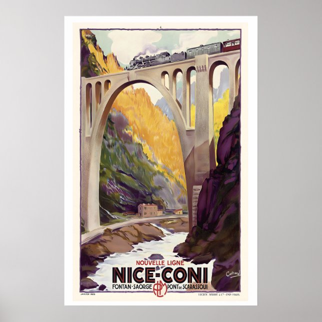 Affiche Ligne de chemin de fer Nice à Coni Fontan-Saorge S (Devant)