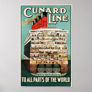 Affiche Ligne de Cunard (à toutes les régions du monde)