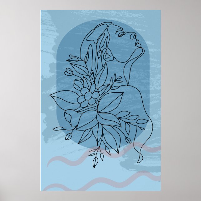 Affiche Ligne de dessin Boho Woman Art moderne mur (Devant)