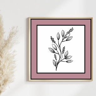 Affiche Ligne de feuille botanique minimale Bordure de pru