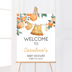 Affiche Ligne de linge de bébé Baby shower de fruits orang