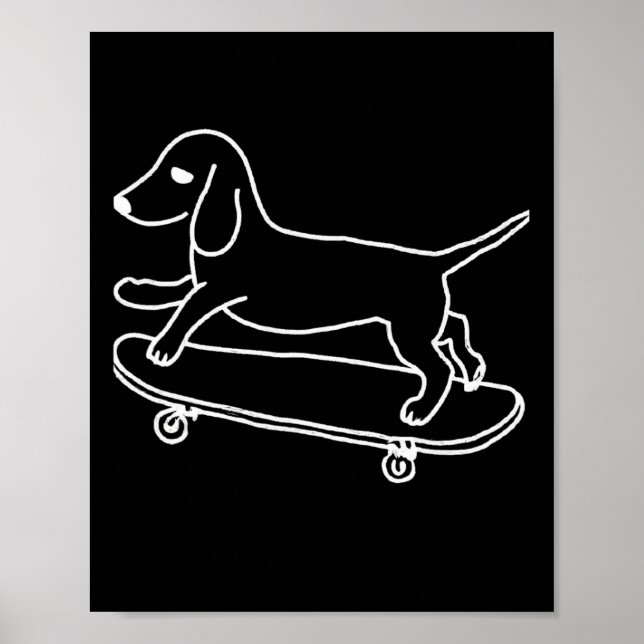 Affiche Ligne de planche à roulettes de teckel Chiweenie  (Devant)
