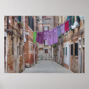 Affiche Ligne De Vêtements À Venise Italie