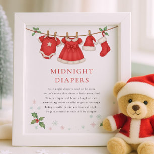 Affiche Ligne de vêtements de Noël Baby Shower Couche de m